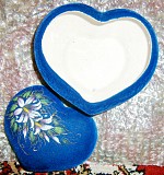 Шкатулка (керамика) большая синяя с цветком, новая Брест