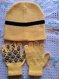 Комплект шапка+перчатки на 2-3г, б.у, состояние нового Брест